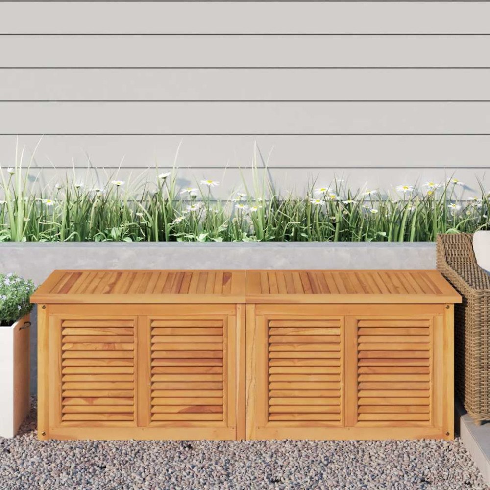 vidaXL Trädgårdslåda med påse 150x50x55 cm massiv teak