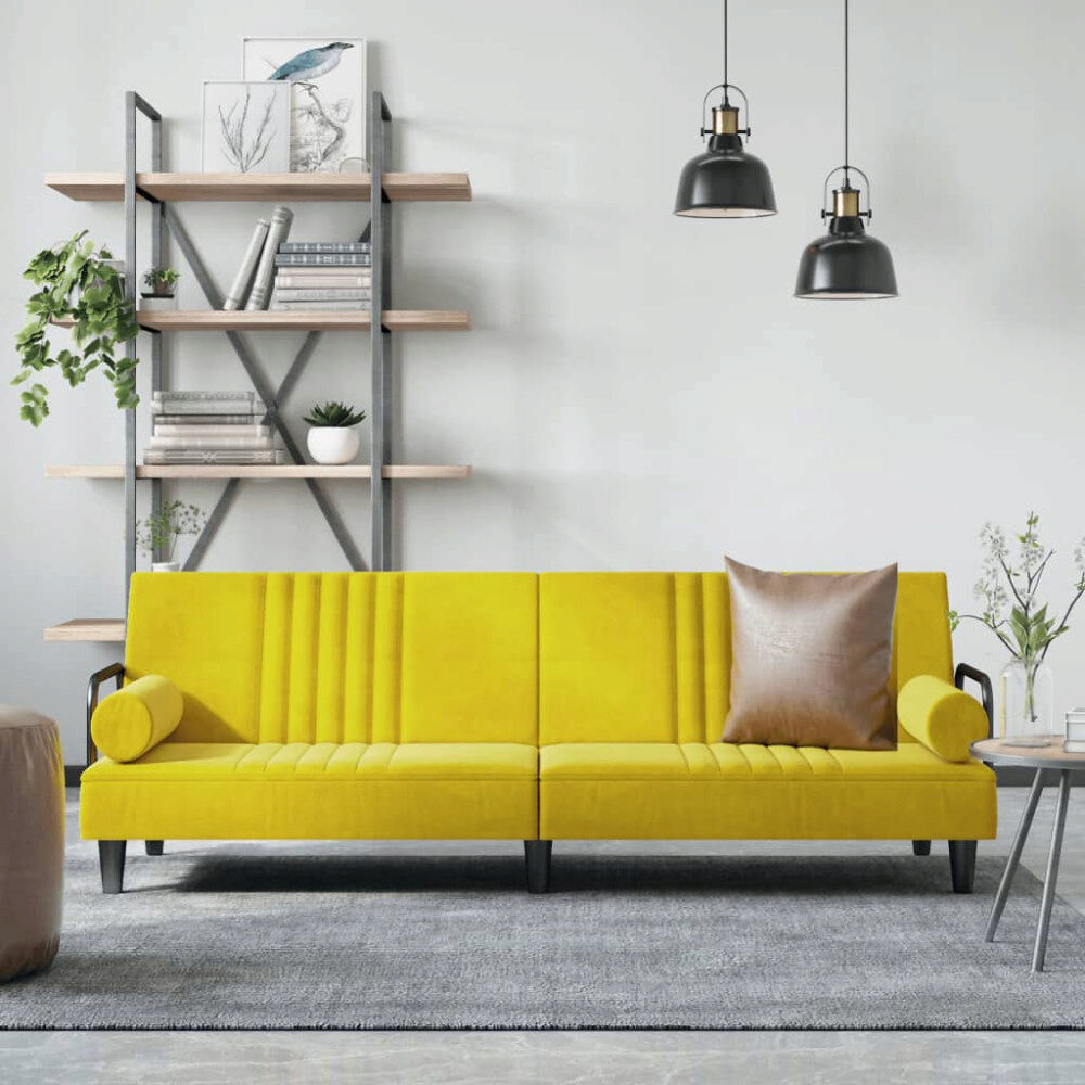 vidaXL Bäddsoffa med armstöd gul sammet