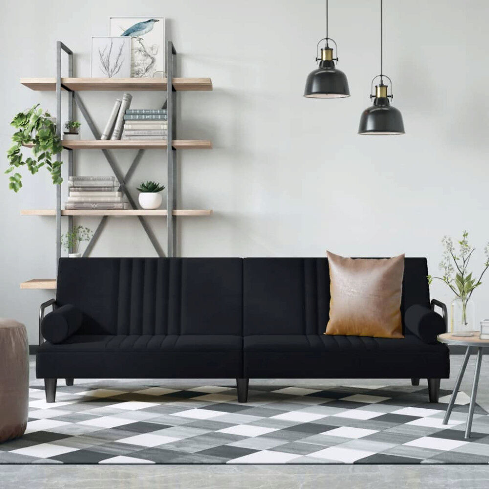 vidaXL Bäddsoffa med armstöd svart sammet