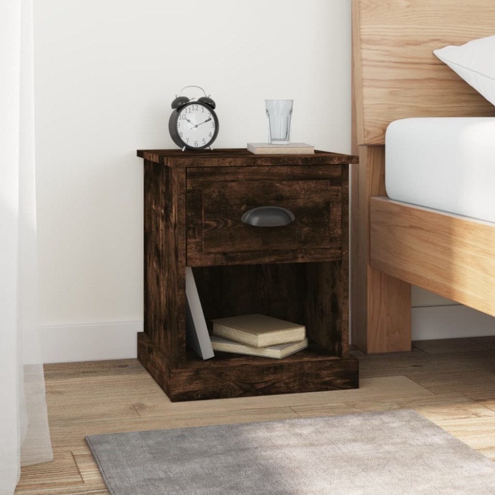vidaXL Sängbord 2 st rökfärgad ek 39x39x47,5 cm konstruerat trä