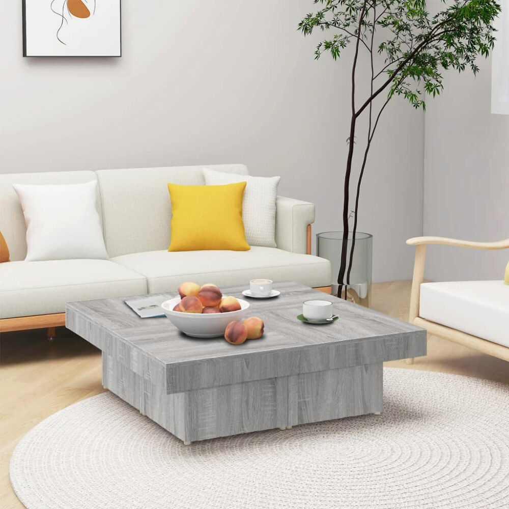 vidaXL Soffbord grå sonoma 90x90x28 cm konstruerat trä