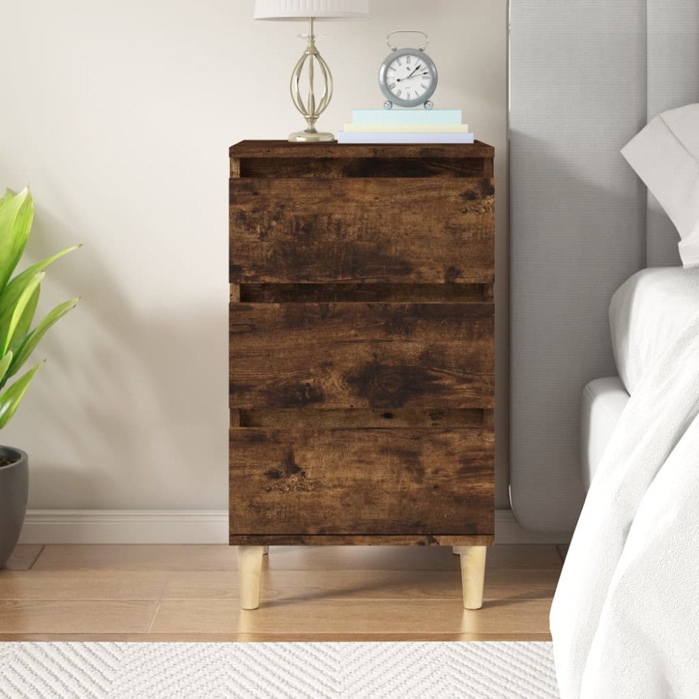 vidaXL Sängbord rökfärgad ek 40x35x70 cm konstruerat trä