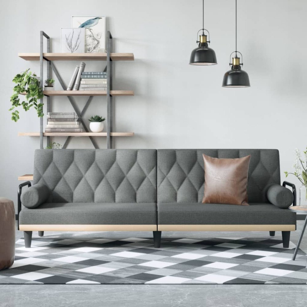 vidaXL Bäddsoffa med armstöd mörkgrå tyg