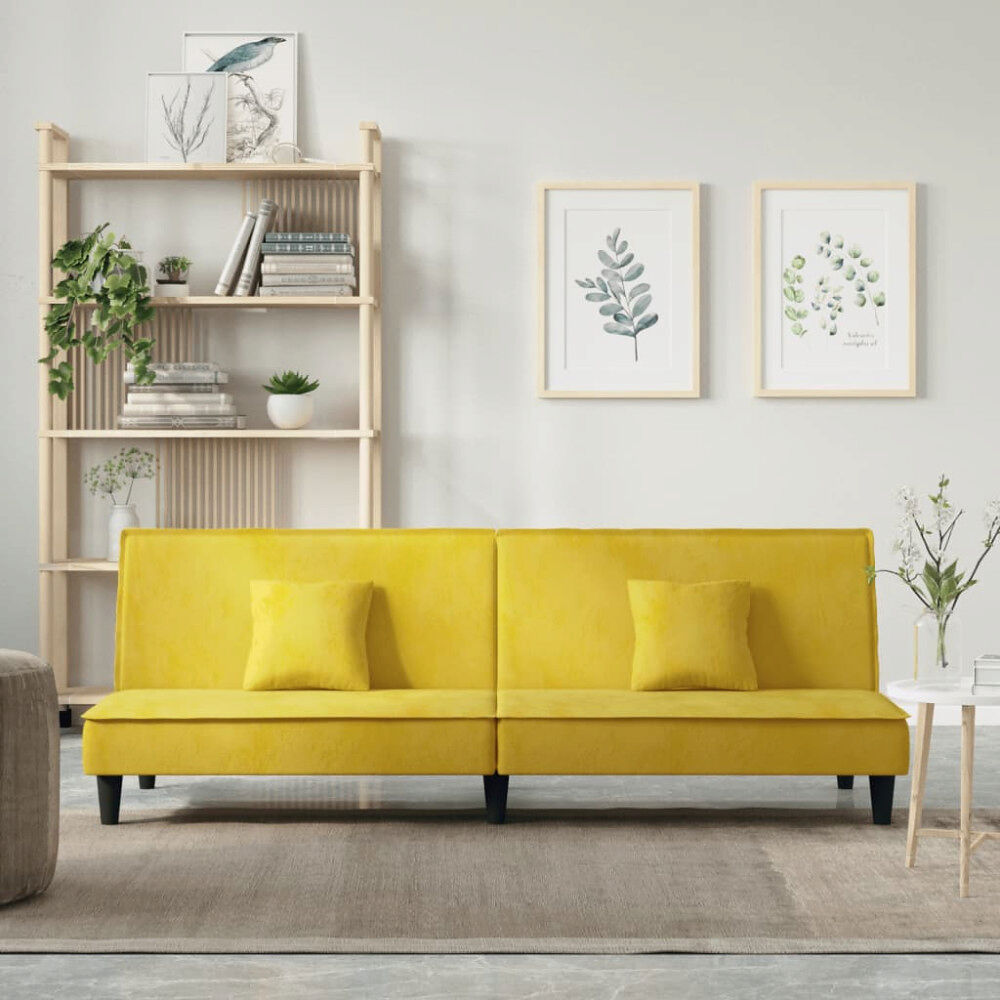 vidaXL Bäddsoffa gul sammet