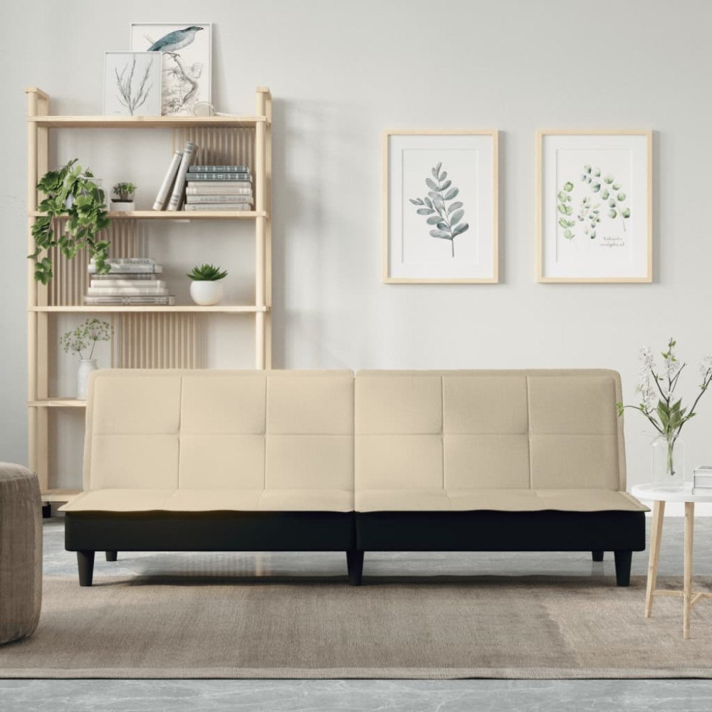 vidaXL Bäddsoffa gräddvit tyg