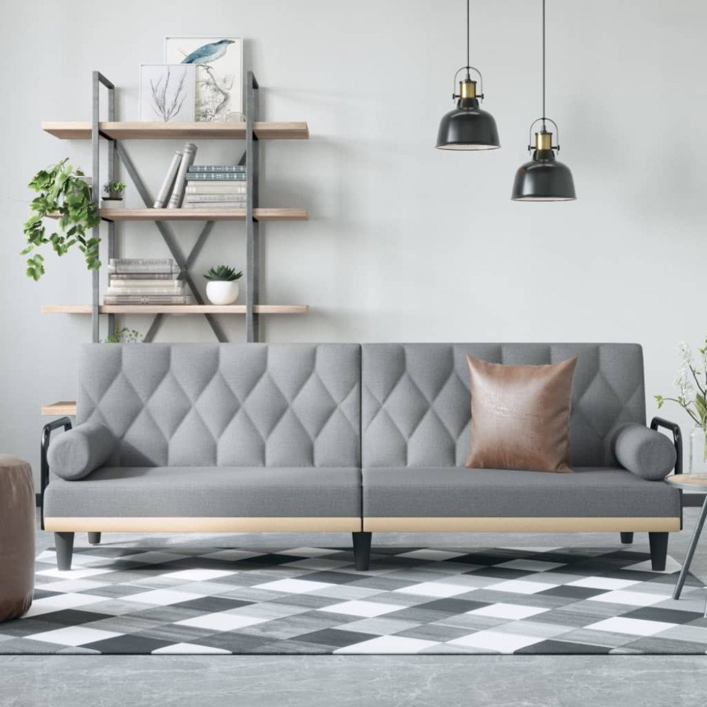 vidaXL Bäddsoffa med armstöd ljusgrå tyg