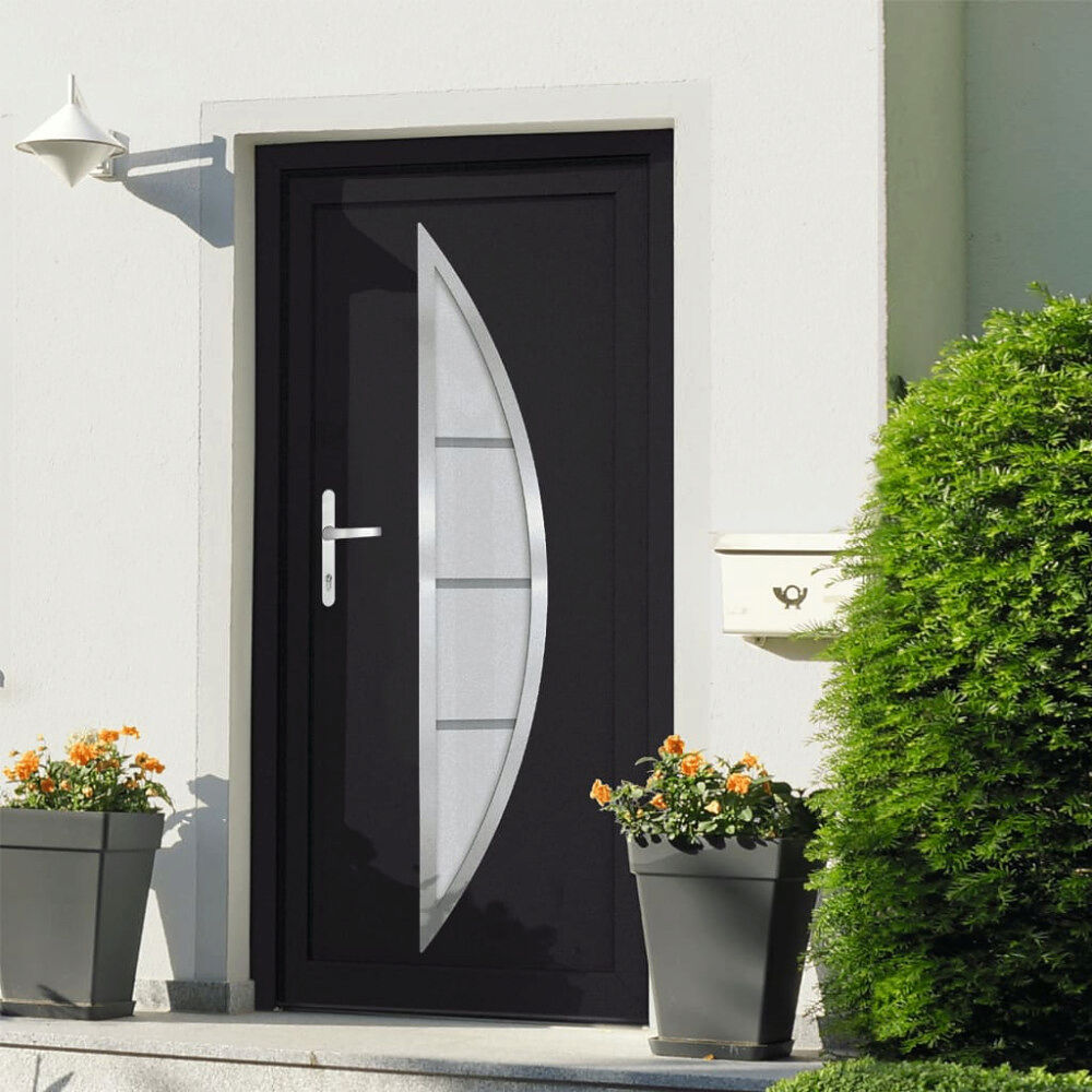 vidaXL Ytterdörr antracit 98x190 cm PVC