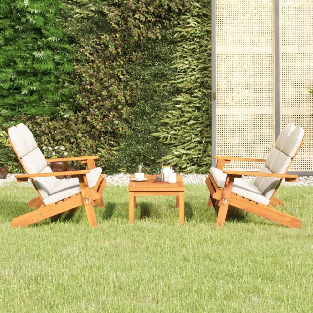 vidaXL Loungegrupp för trädgården 3 delar massivt akaciaträ