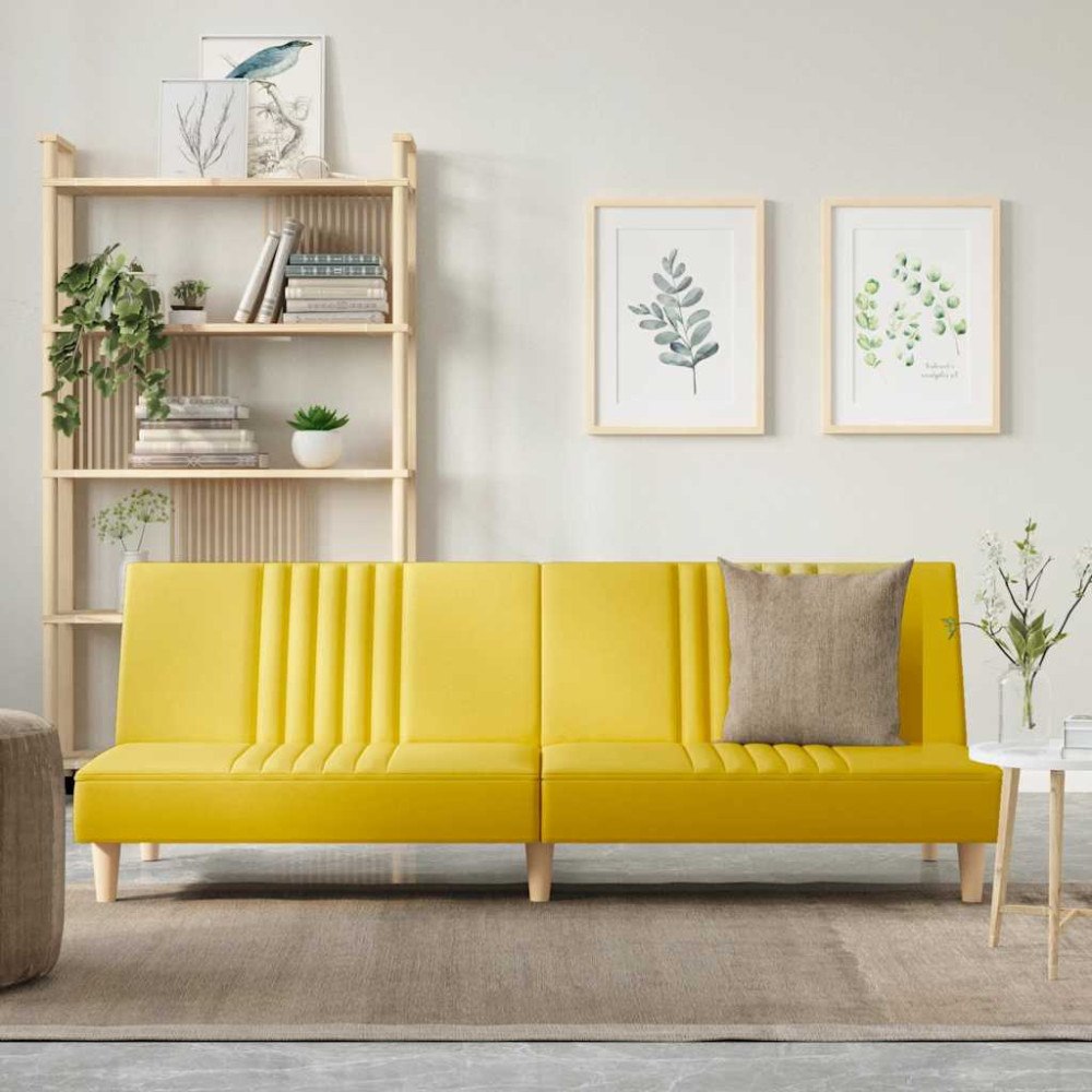 vidaXL Bäddsoffa ljusgul tyg