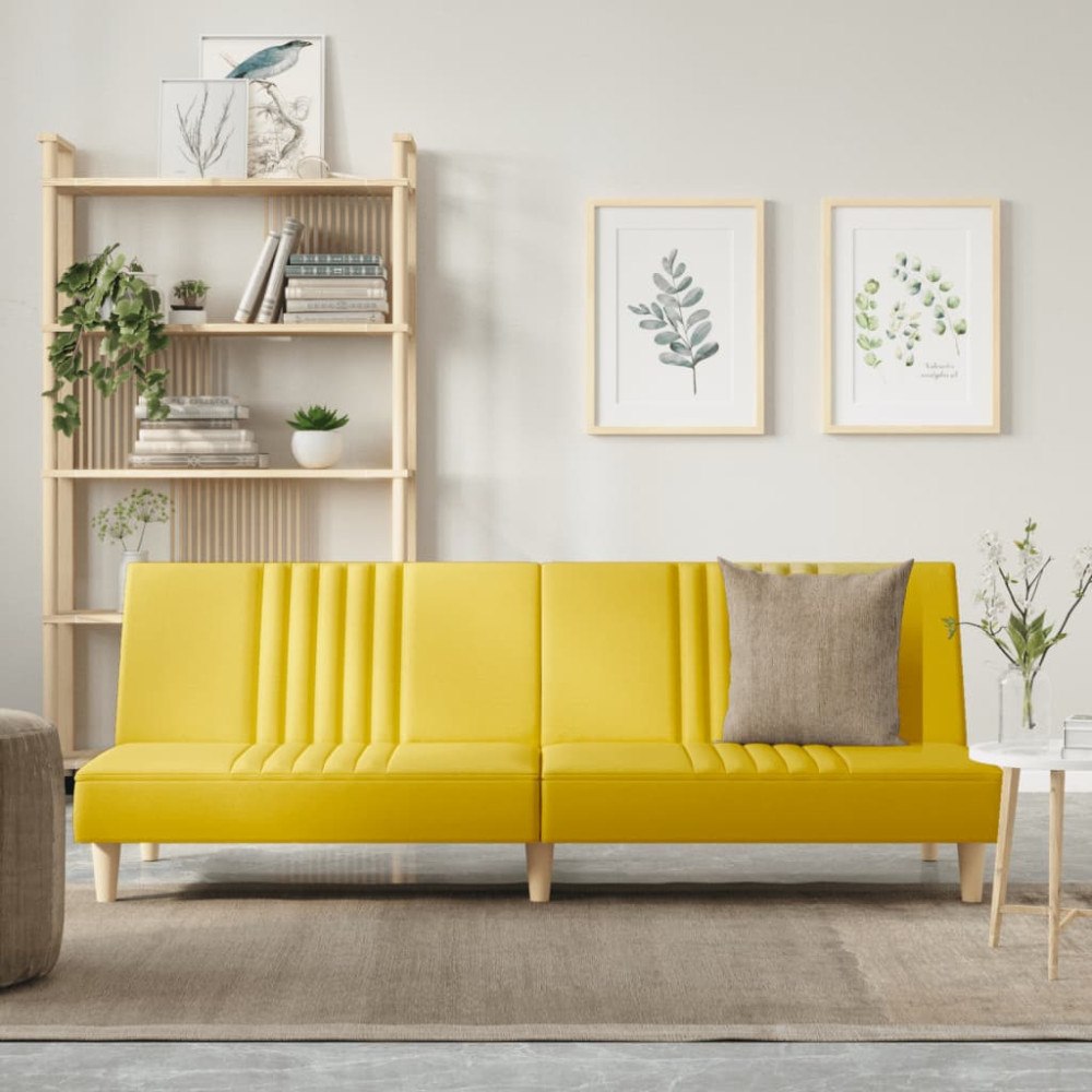 vidaXL Bäddsoffa ljusgul tyg