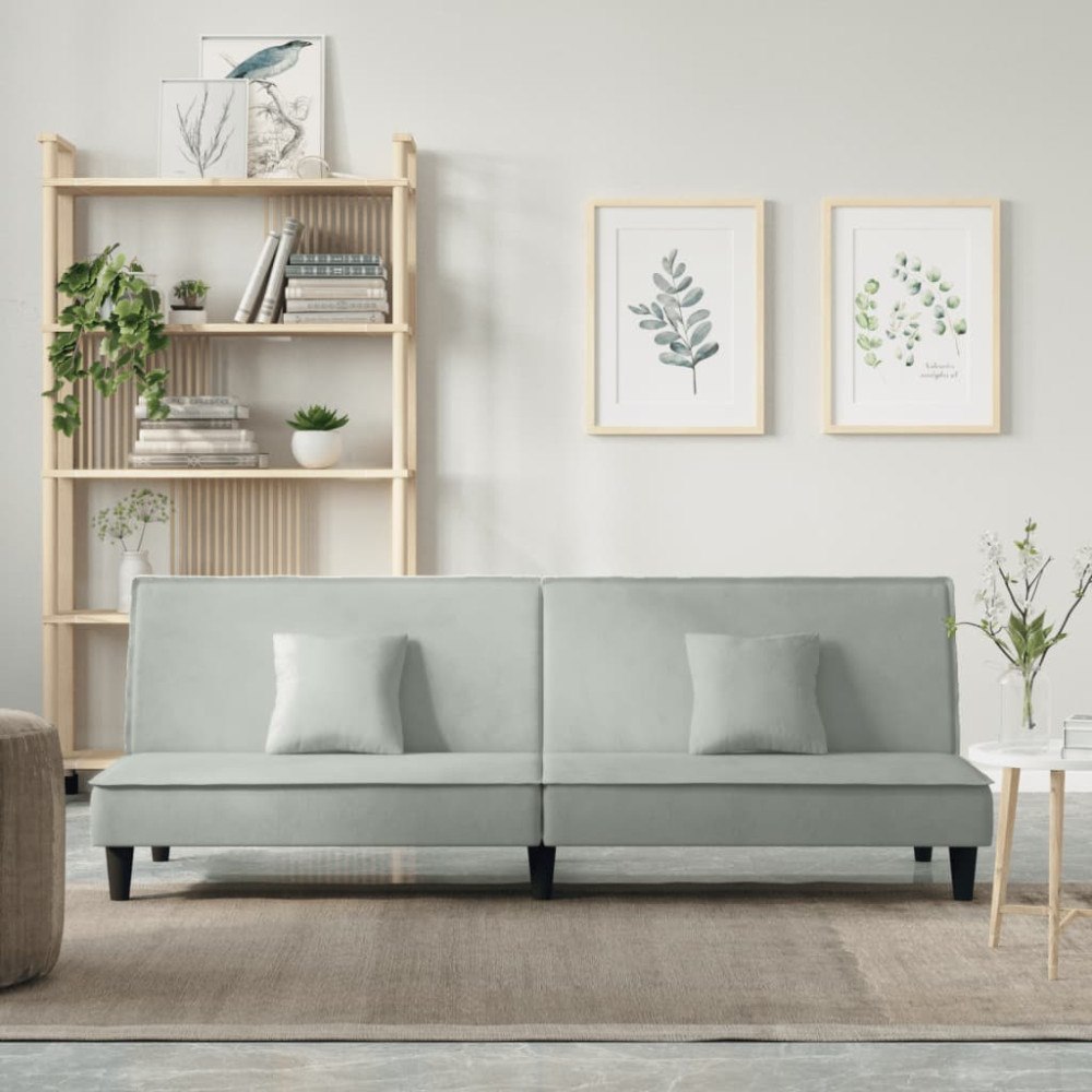 vidaXL Bäddsoffa ljusgrå sammet