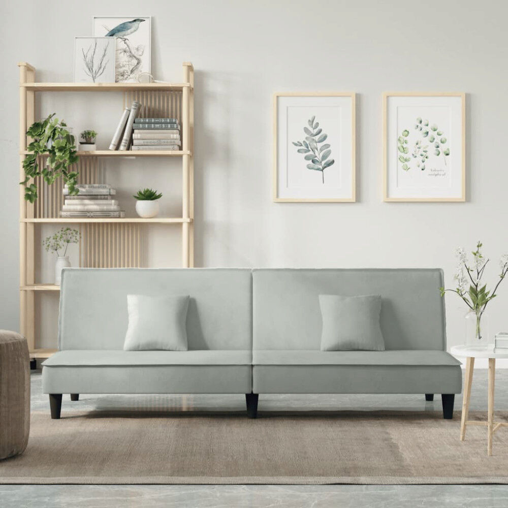 vidaXL Bäddsoffa ljusgrå sammet