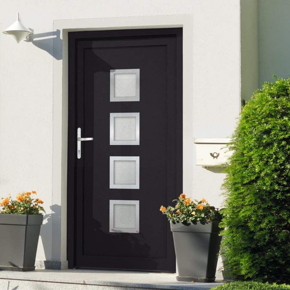 vidaXL Ytterdörr antracit 98x208 cm PVC
