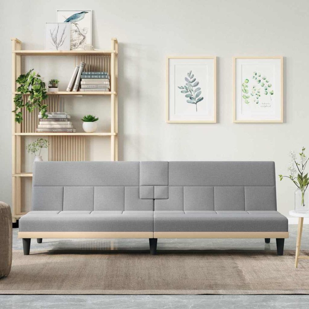 vidaXL Bäddsoffa med kuddar ljusgrå tyg