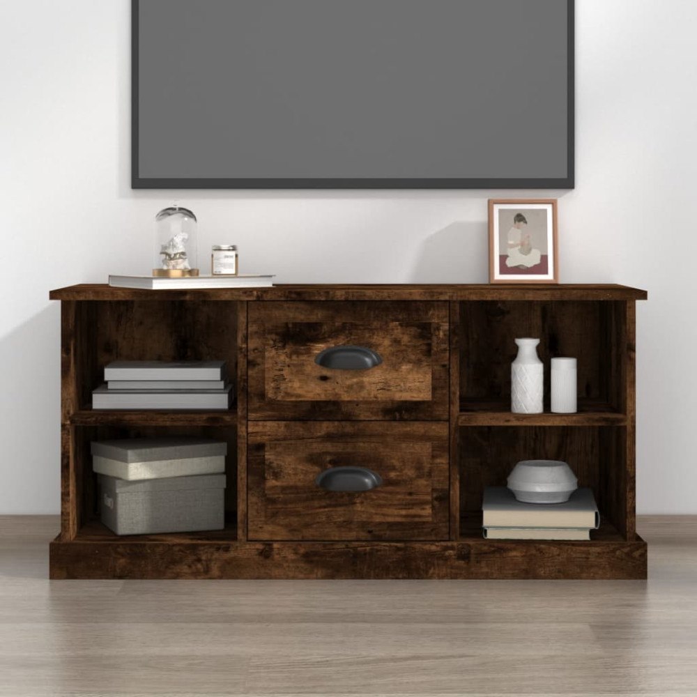 vidaXL Tv-bänk rökfärgad ek 99,5x35,5x48 cm konstruerat trä