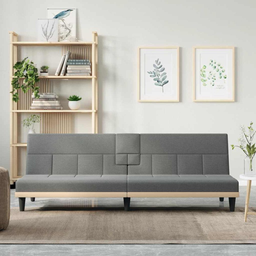 vidaXL Bäddsoffa med mugghållare mörkgrå tyg