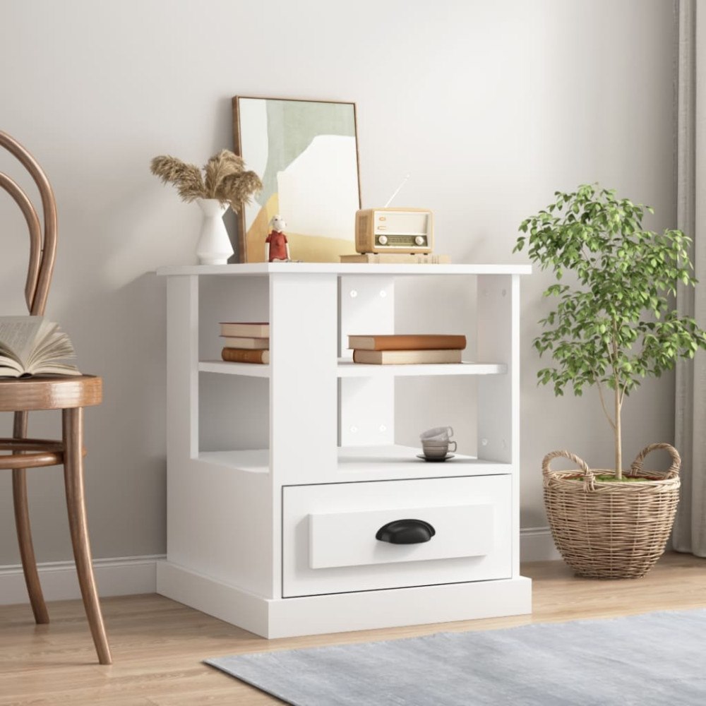 vidaXL Sängbord vit 50x50x60 cm konstruerat trä