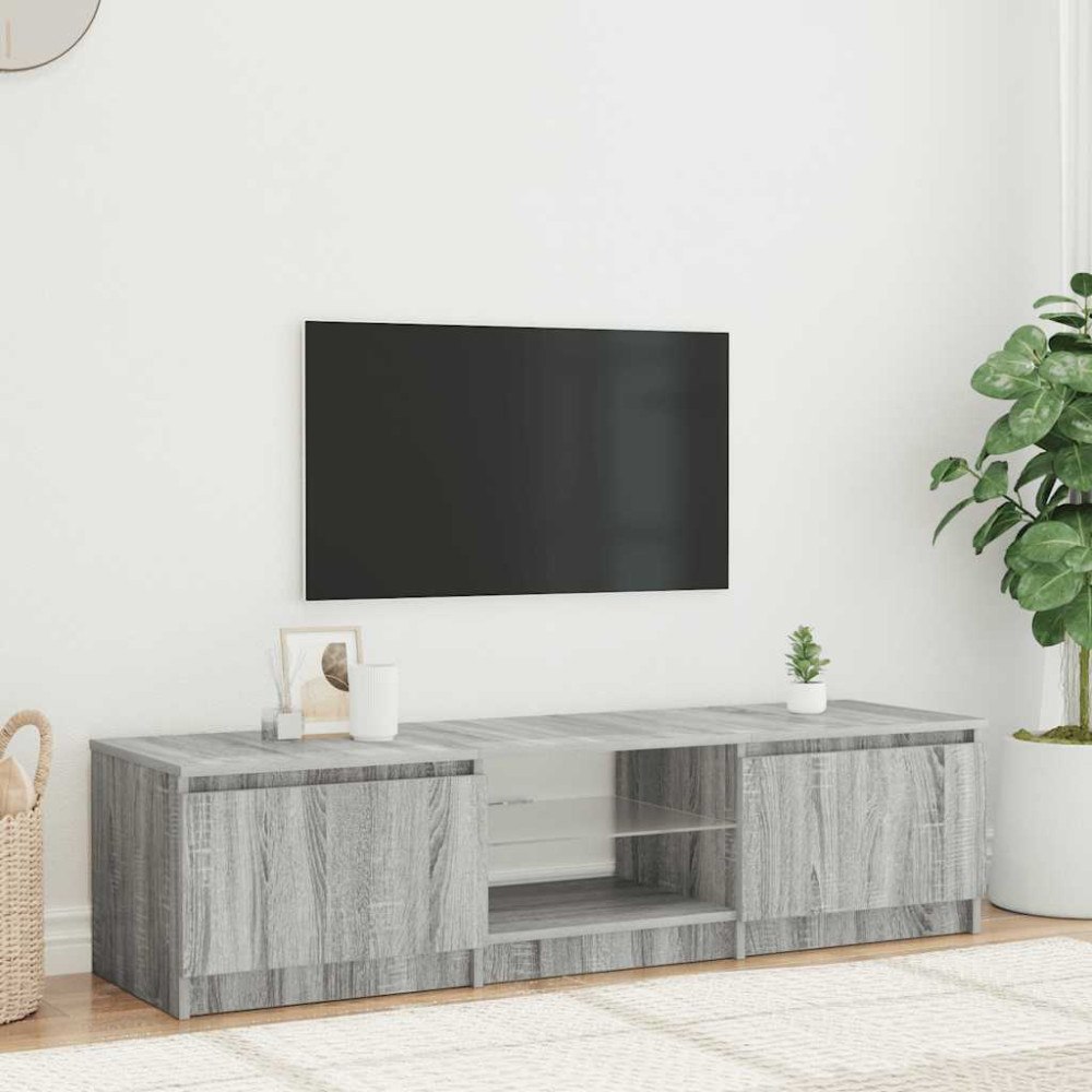 vidaXL Tv-bänk med LED-belysning grå sonoma 140x40x36 cm