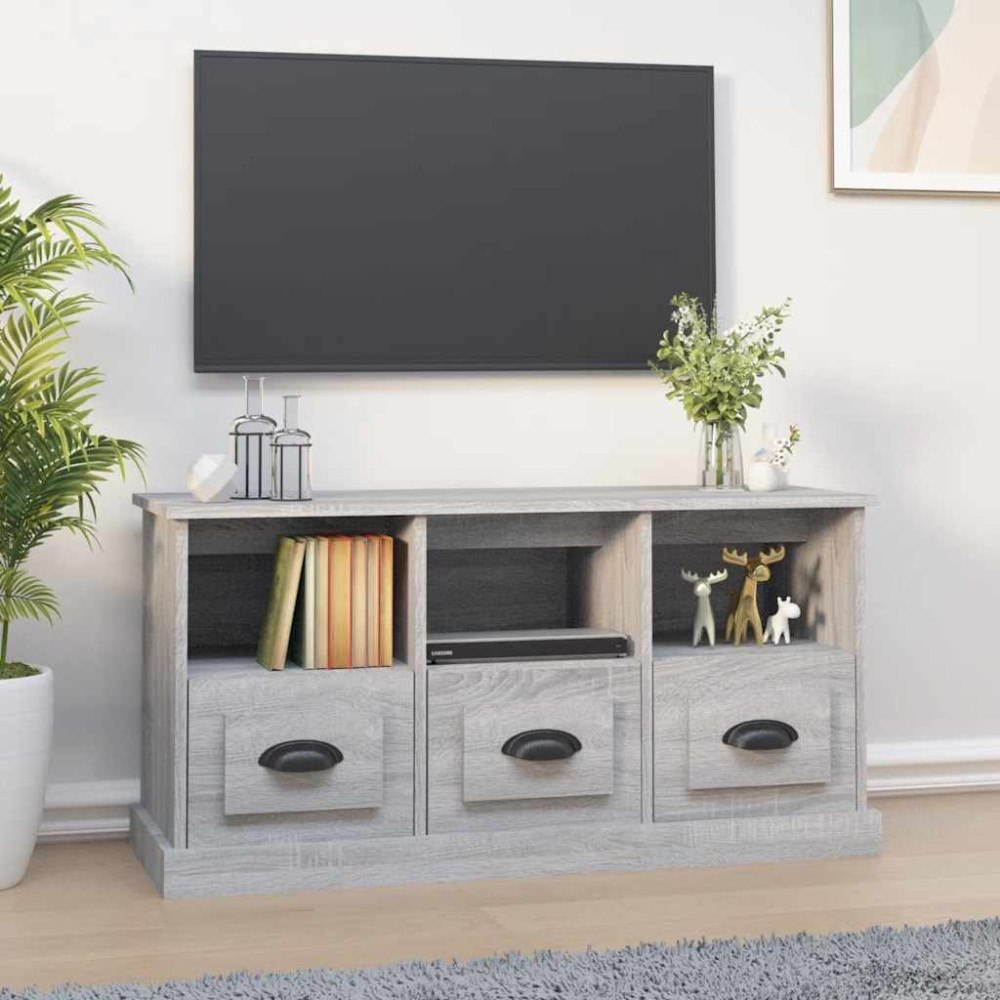 vidaXL Tv-bänk grå sonoma 100x35x50 cm konstruerat trä