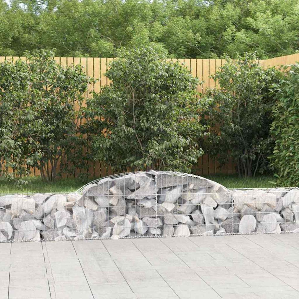 vidaXL Gabioner bågformad 2 st 300x30x40/60 cm galvaniserat järn