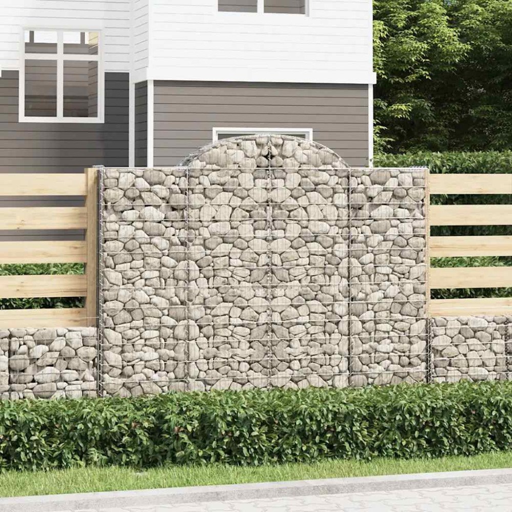 vidaXL Gabioner bågformade 15 st 200x50x160/180 cm galvaniserat järn