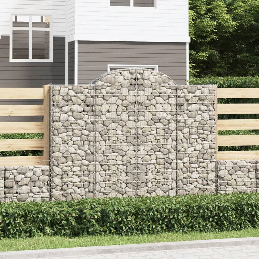 vidaXL Gabioner bågformade 10 st 200x50x160/180 cm galvaniserat järn