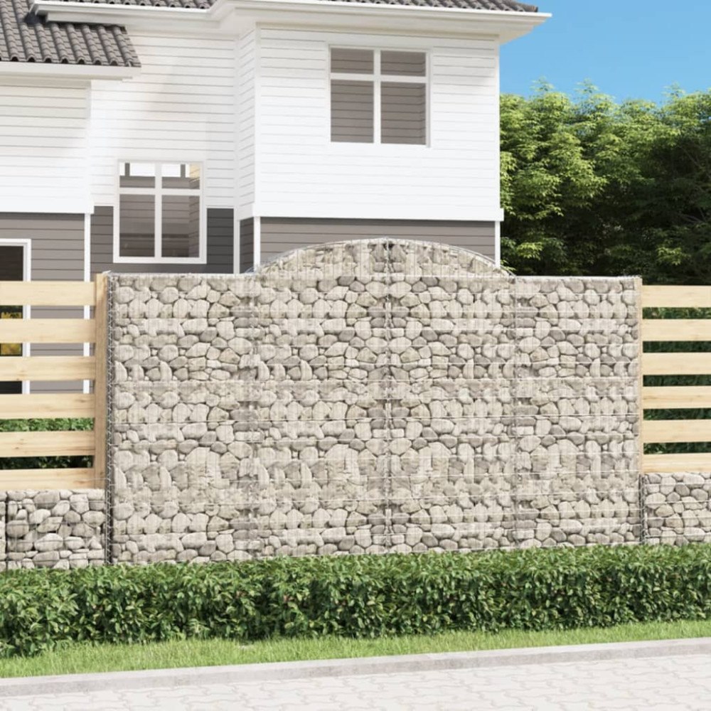 vidaXL Gabioner bågformade 10 st 300x50x180/200 cm galvaniserat järn