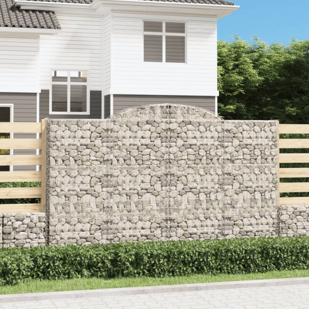 vidaXL Gabioner bågformade 8 st 300x50x180/200 cm galvaniserat järn
