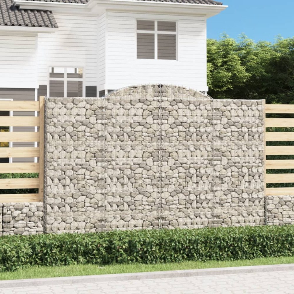 vidaXL Gabioner bågformade 4 st 300x50x200/220 cm galvaniserat järn