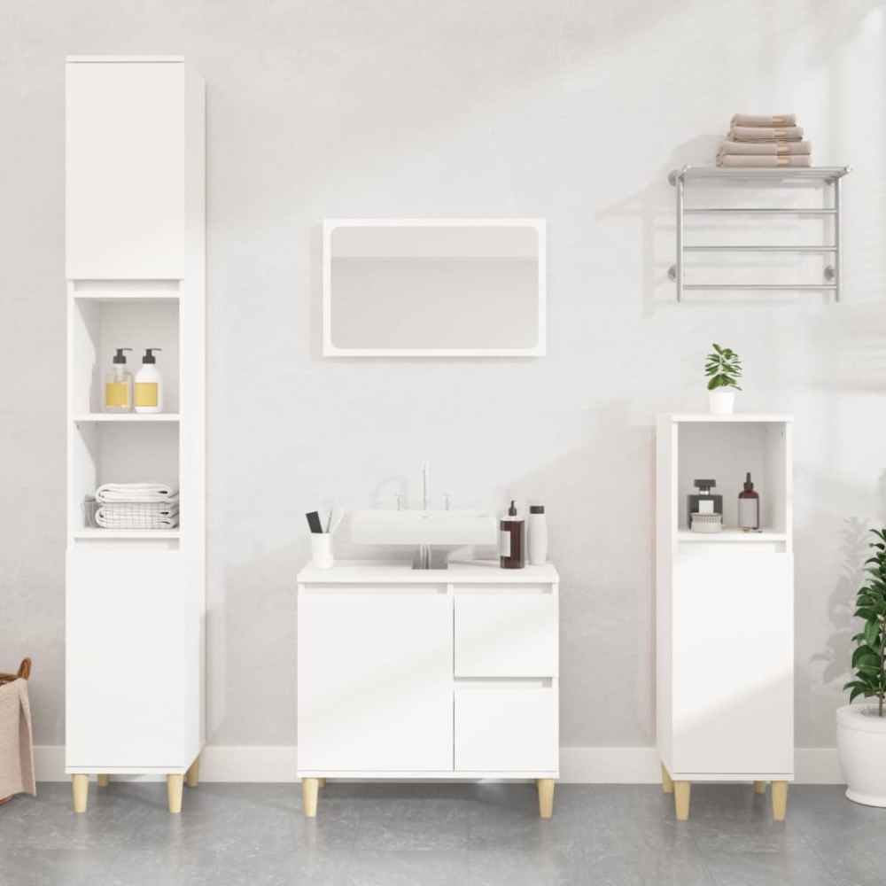 vidaXL Badrumsskåp vit 30x30x100 cm konstruerat trä