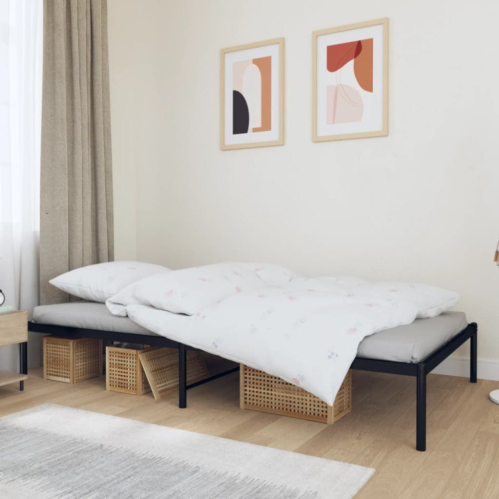 vidaXL Sängram metall svart 107x203 cm