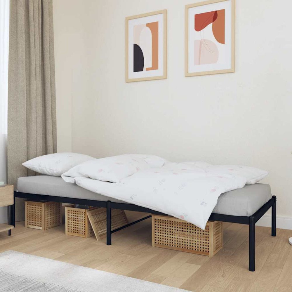 vidaXL Sängram metall svart 90x190 cm