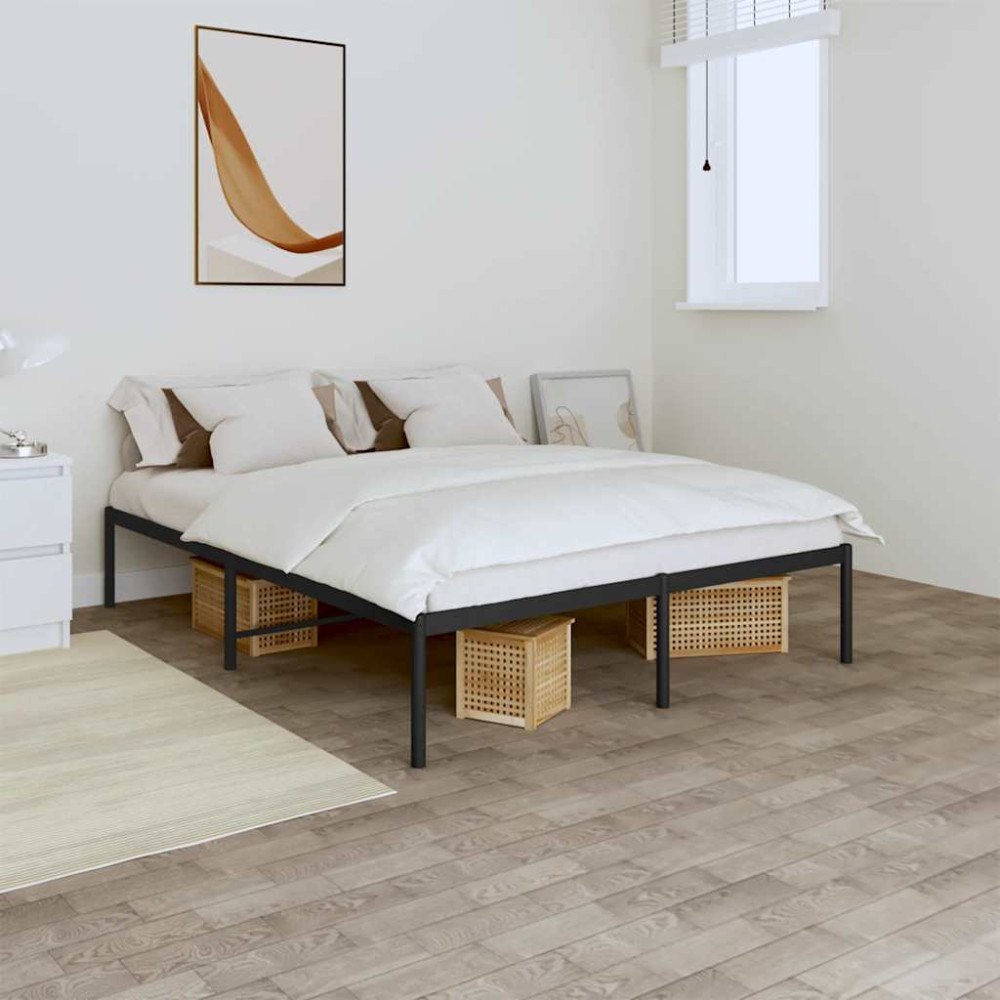 vidaXL Sängram metall svart 160x200 cm