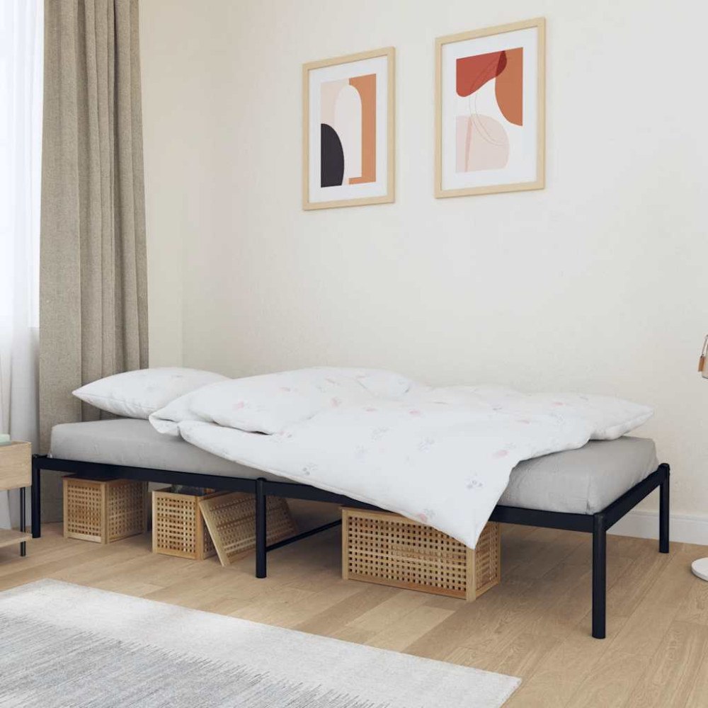 vidaXL Sängram metall svart 90x200 cm