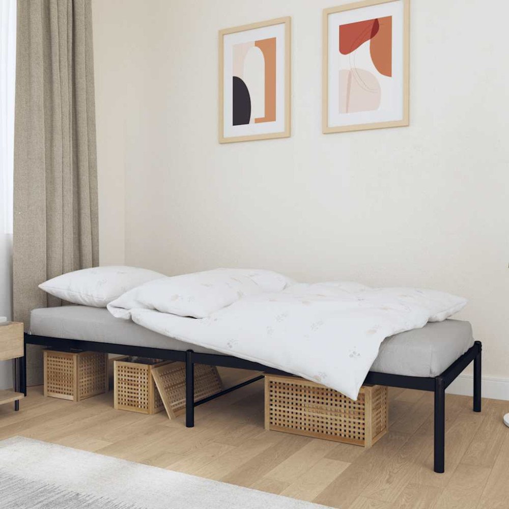 vidaXL Sängram metall svart 75x190 cm