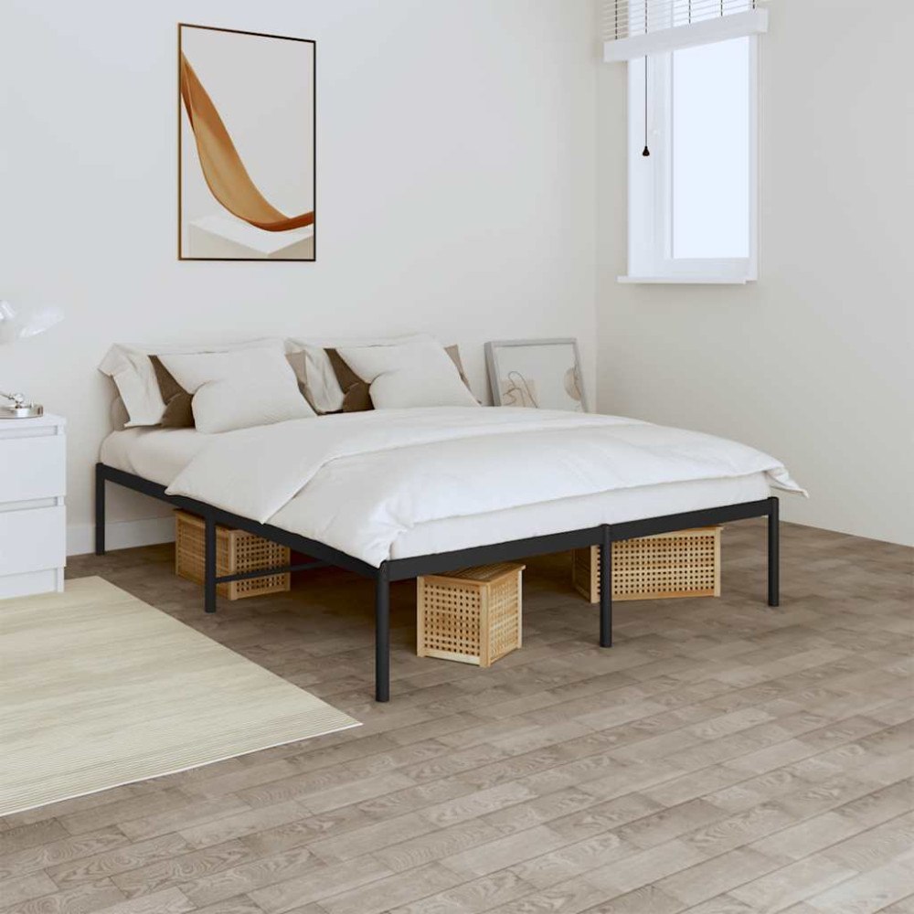 vidaXL Sängram metall svart 140x190 cm