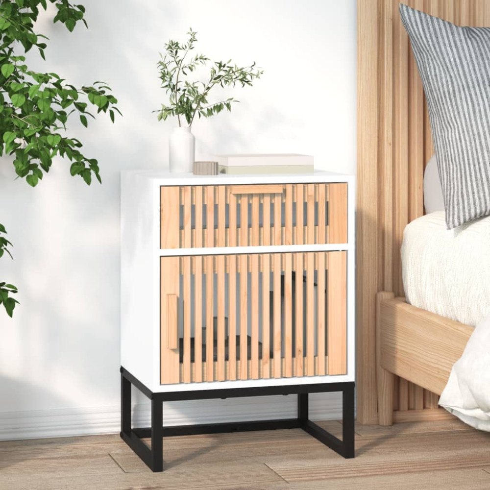 vidaXL Sängbord vit 40x30x55,5 cm konstruerat trä&järn