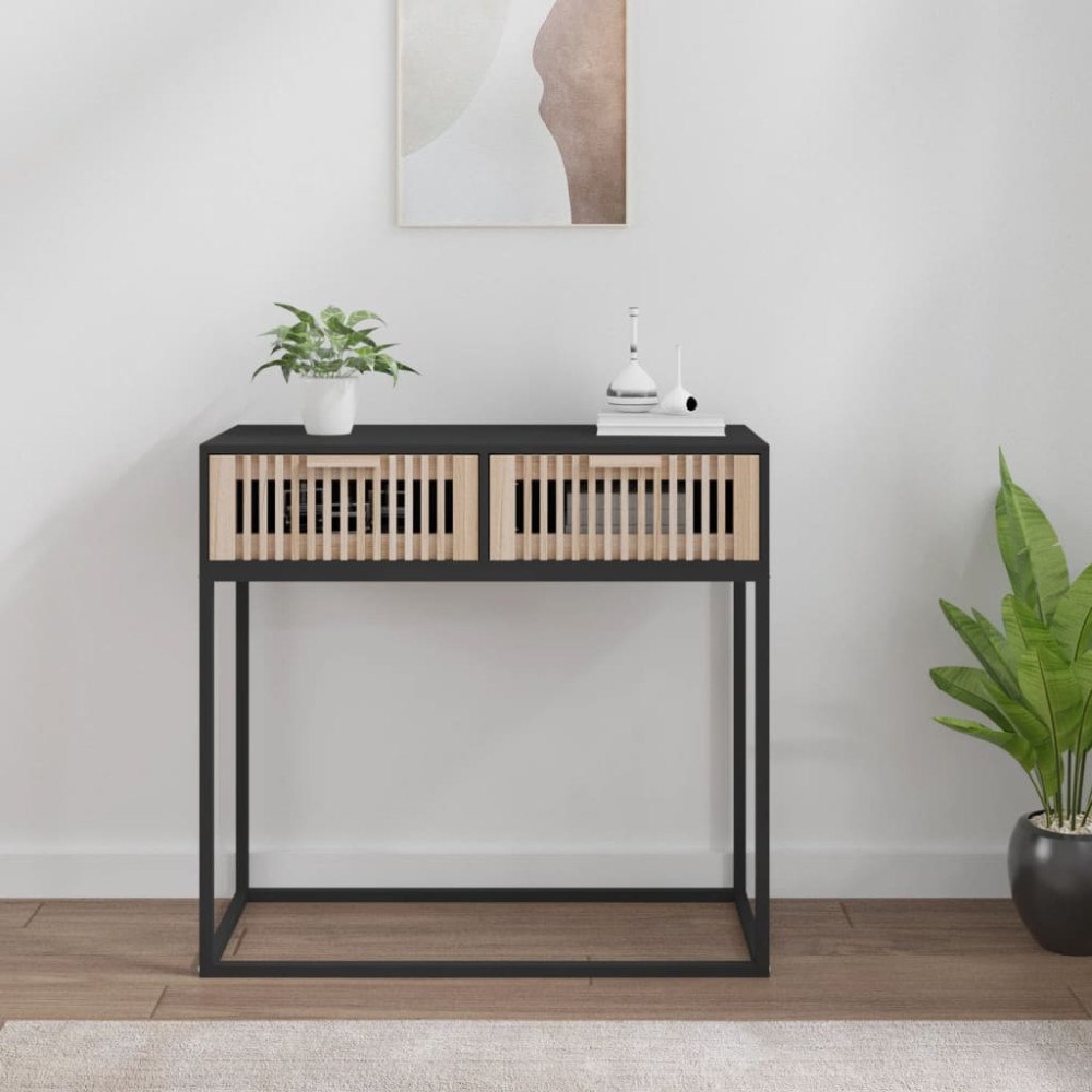 vidaXL Konsolbord svart 80x30x75 cm konstruerat trä och järn