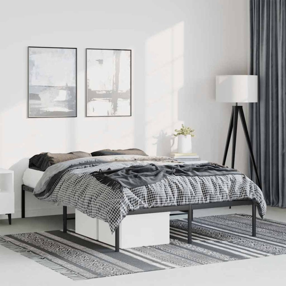 vidaXL Sängram metall svart 135x190 cm
