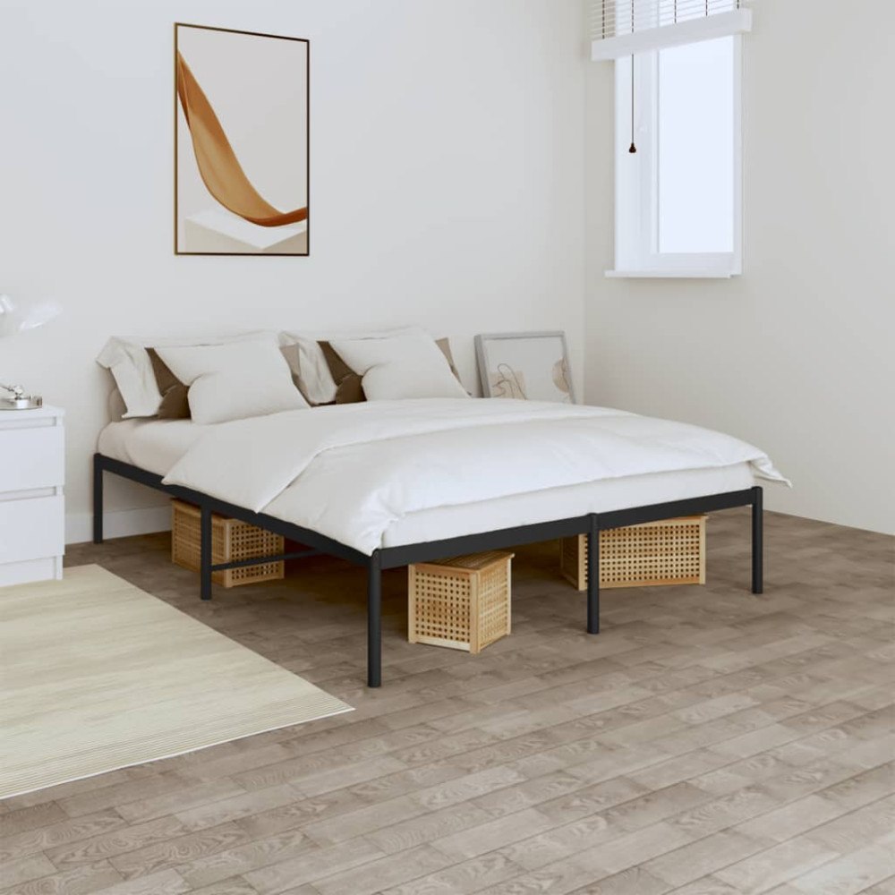 vidaXL Sängram metall svart 150x200 cm