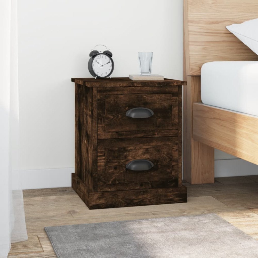 vidaXL Sängbord 2 st rökfärgad ek 39x39x47,5 cm konstruerat trä