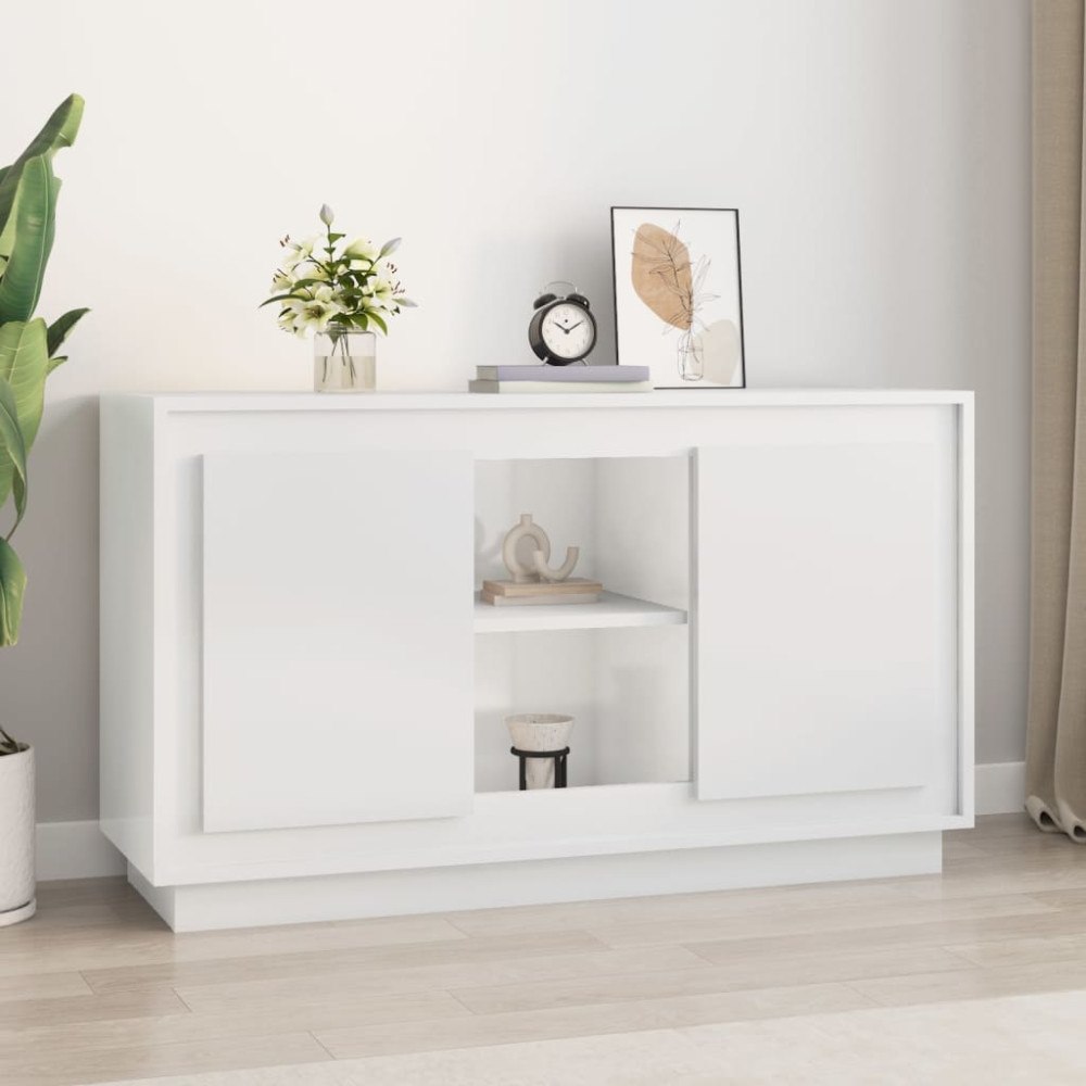 vidaXL Skåp vit högglans 102x35x60 cm konstruerat trä