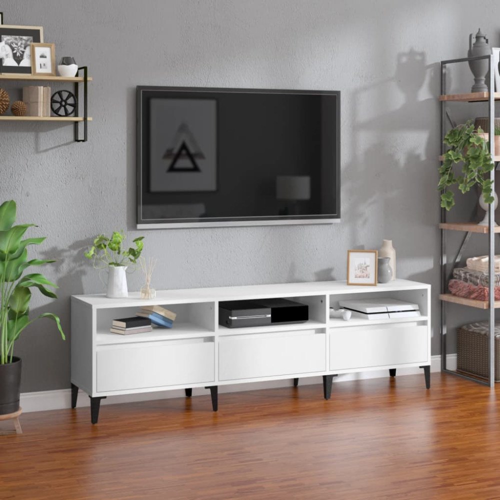 vidaXL Tv-bänk vit 150x30x44,5 cm konstruerat trä