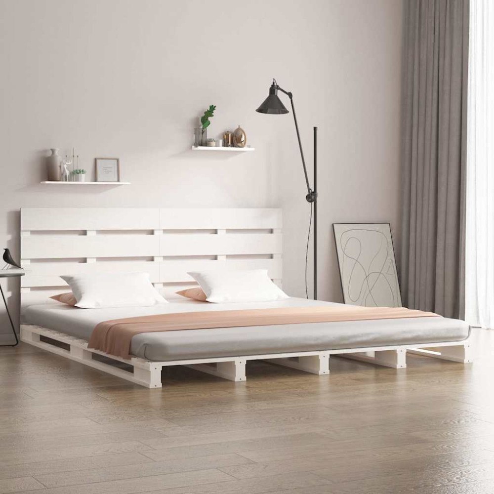 vidaXL Sängram utan madrass vit 140x190 cm massiv furu