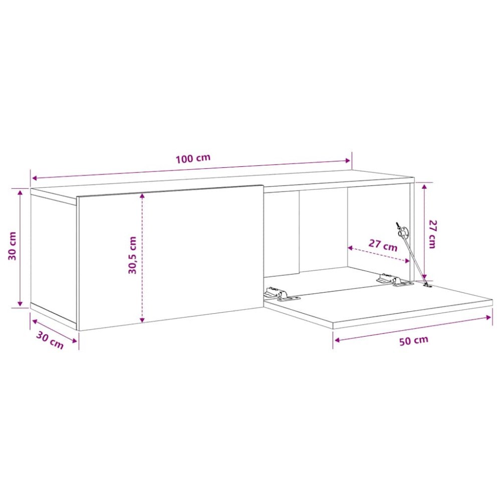 vidaXL Väggmonterade tv-bänkar 2 st svart 100x30x30 cm konstruerat trä