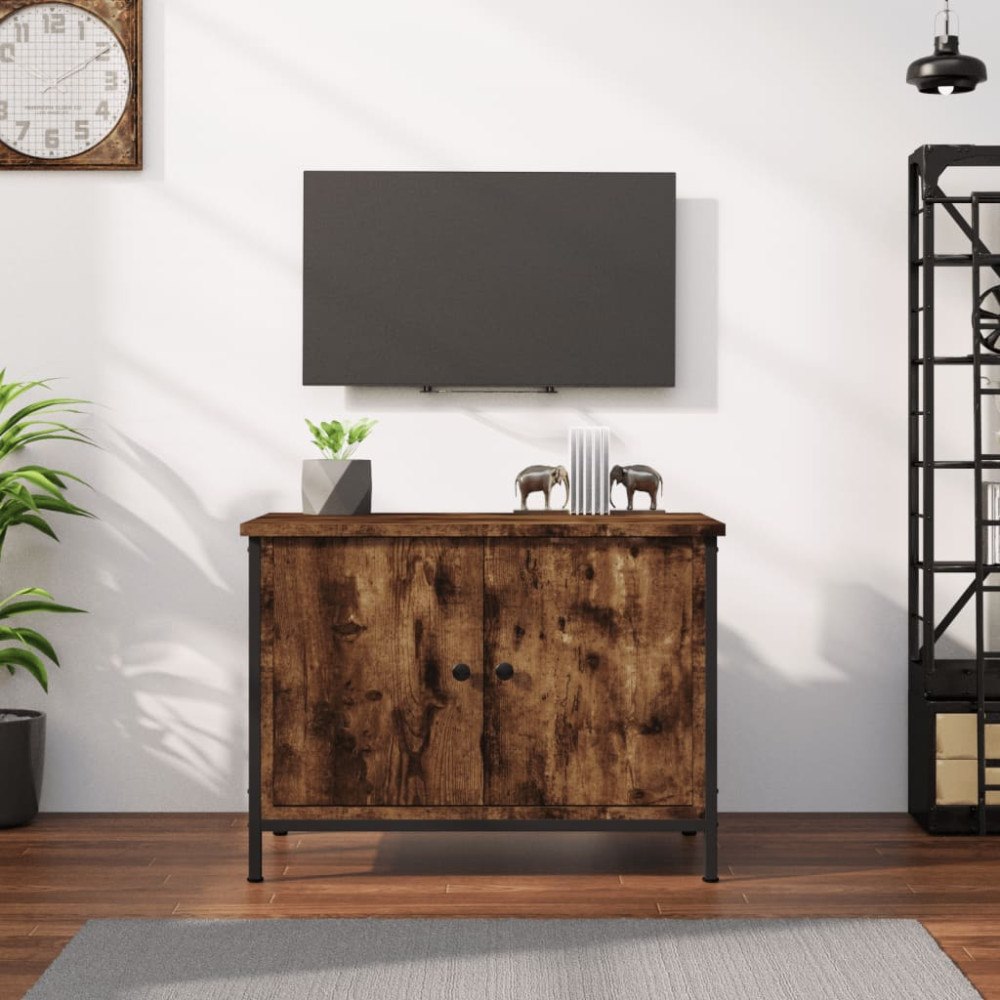 vidaXL Tv-bänk med dörrar rökfärgad ek 60x35x45 cm konstruerat trä