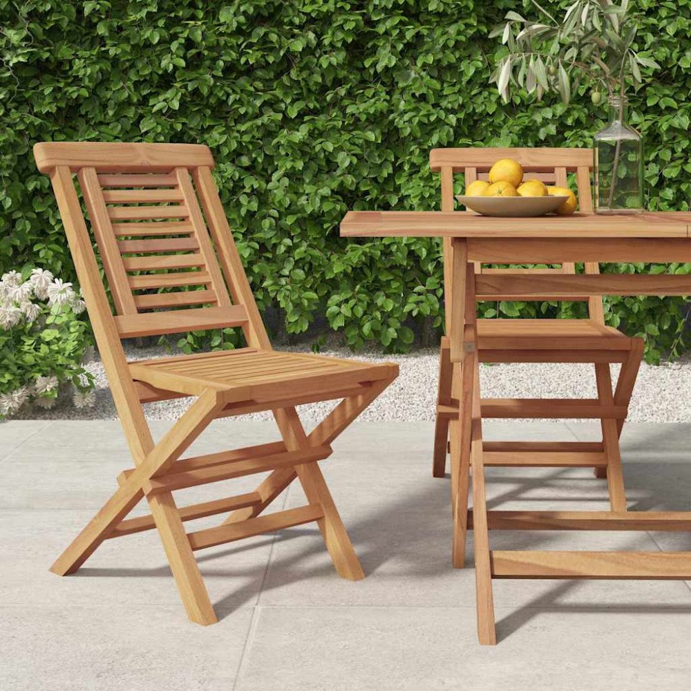 vidaXL Hopfällbara trädgårdsstolar 2 st 47x63x90 cm massiv teak