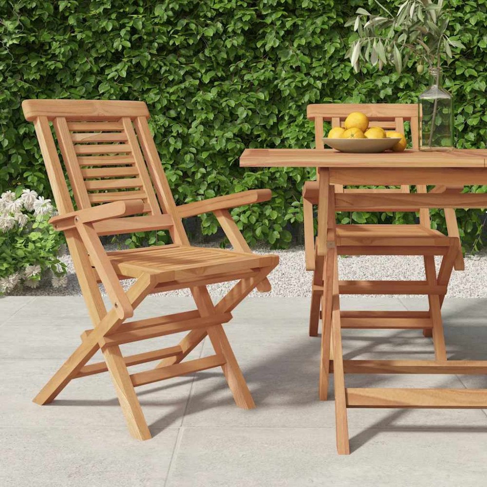 vidaXL Hopfällbara trädgårdsstolar 2 st 56x63x90 cm massiv teak
