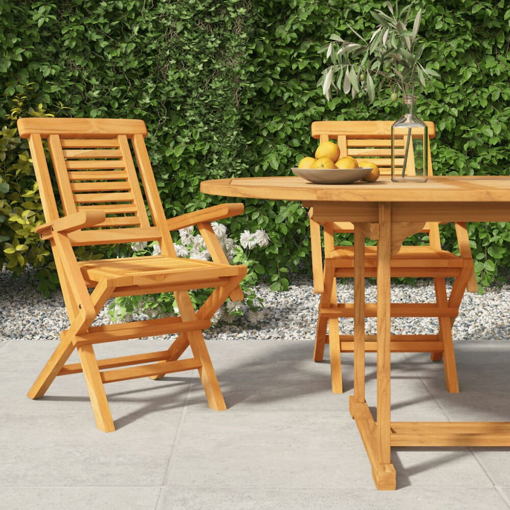 vidaXL Hopfällbara trädgårdsstolar 2 st 56x63x90 cm massiv teak