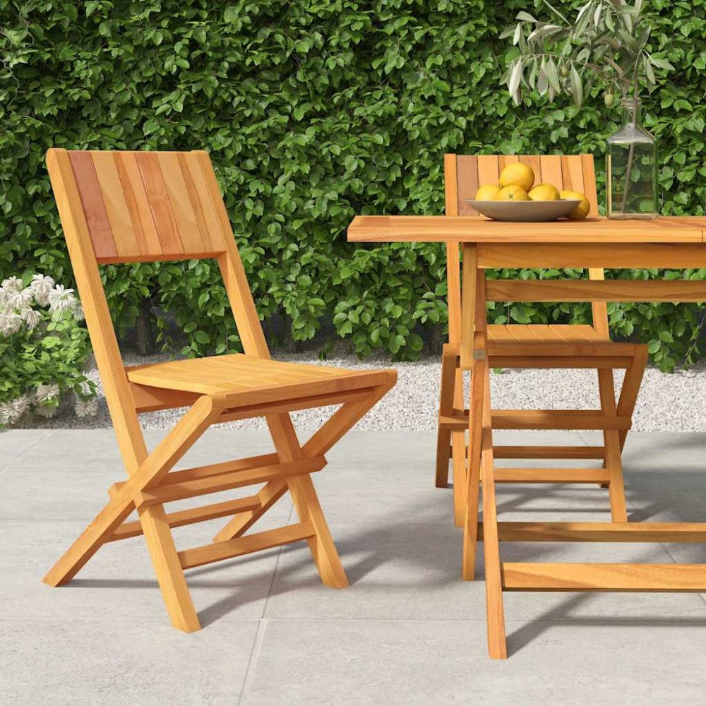 vidaXL Hopfällbara trädgårdsstolar 2 st 47x61x90 cm massiv teak